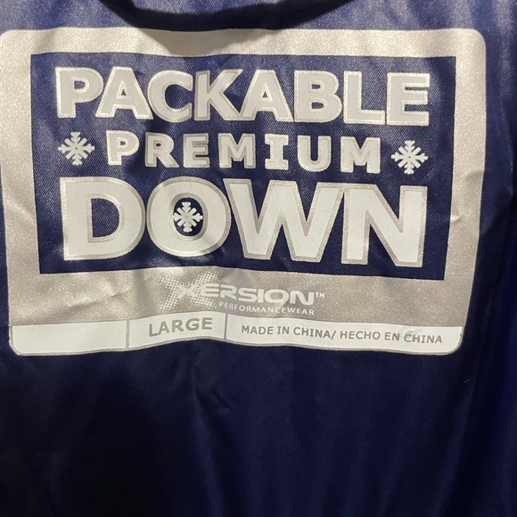 XERSION PACKABLE PREMIUM DOWN COAT Lightweight Hooded Puffer Zipper Aqua Blue L - Picture 7 of 10